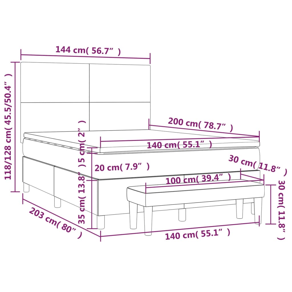 Boxspringbett Matratze -Braun 140X200Cm Kunstleder Cappuccino