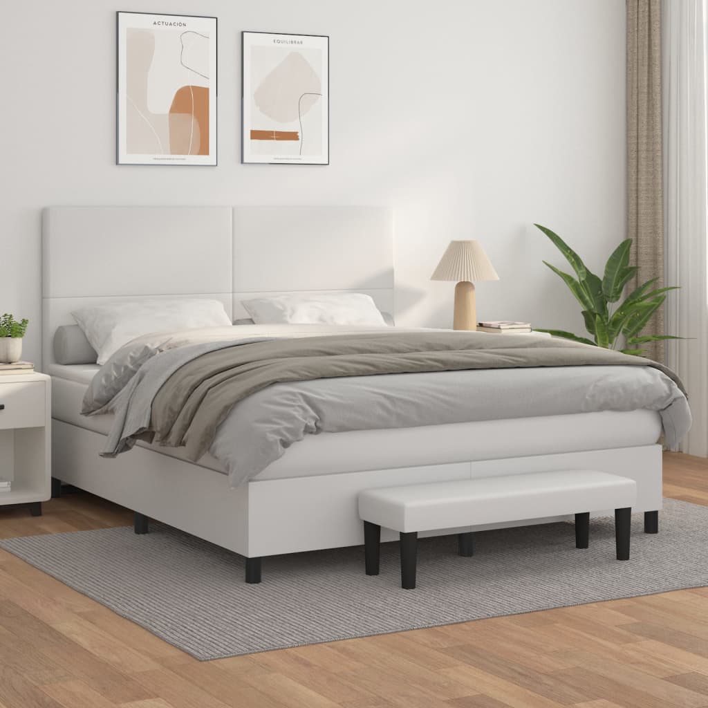 Boxspringbett Mit Matratze Kunstleder Weiß