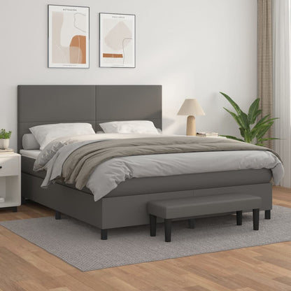 Boxspringbett Mit Matratze Kunstleder Grau