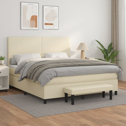 Boxspringbett Mit Matratze Kunstleder Creme