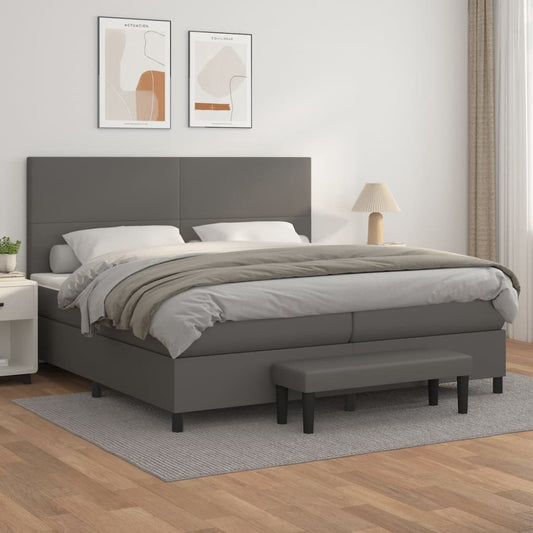 Boxspringbett Mit Matratze Kunstleder Grau