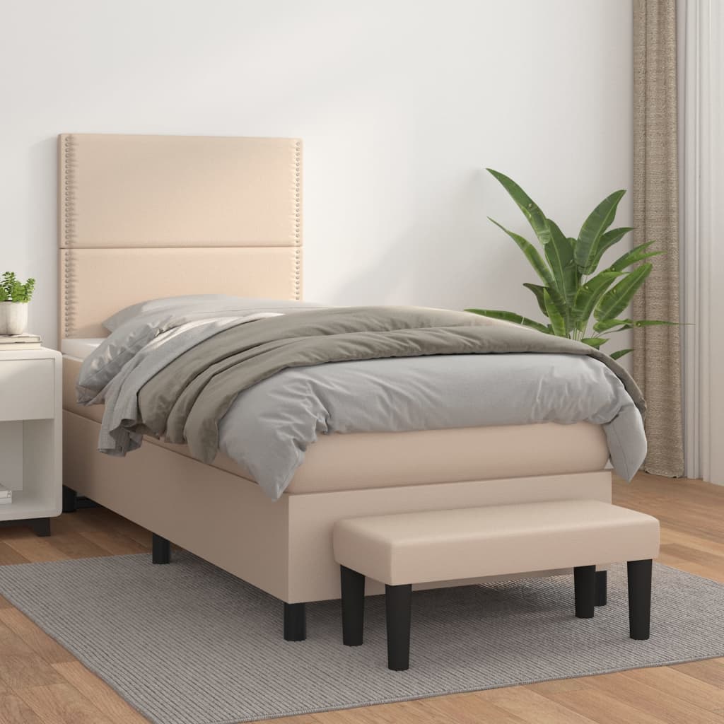 Boxspringbett Matratze -Braun 140X200Cm Kunstleder Cappuccino