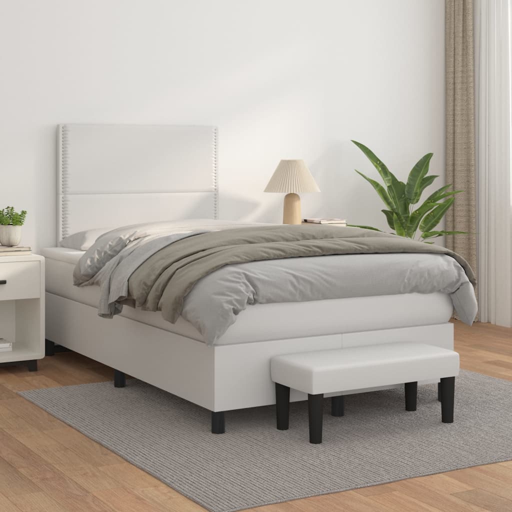 Boxspringbett Mit Matratze Kunstleder Weiß