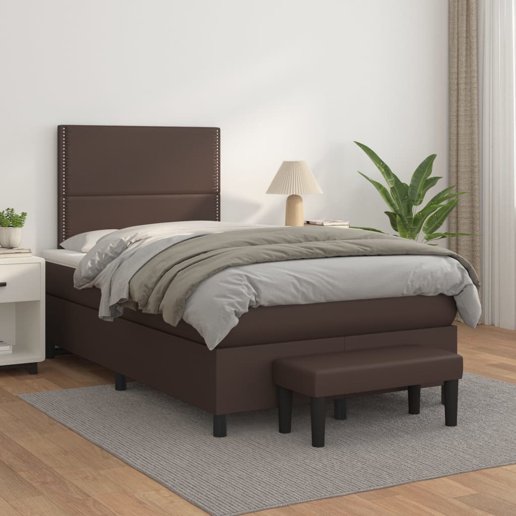 Boxspringbett Mit Matratze Kunstleder Braun