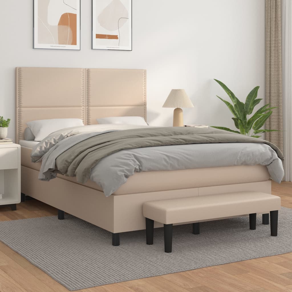 Boxspringbett Matratze -Braun 140X200Cm Kunstleder Cappuccino