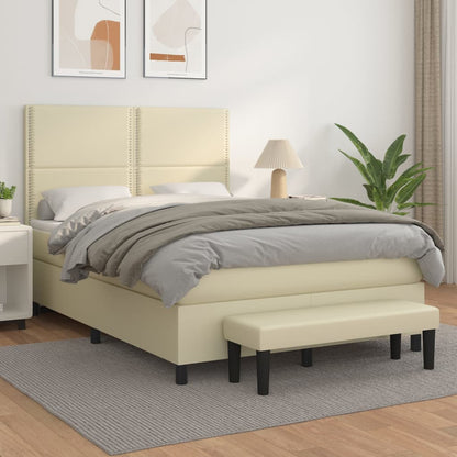 Boxspringbett Mit Matratze Kunstleder Creme