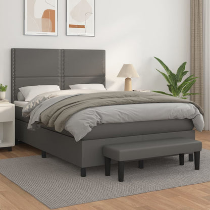 Boxspringbett Mit Matratze Kunstleder Grau