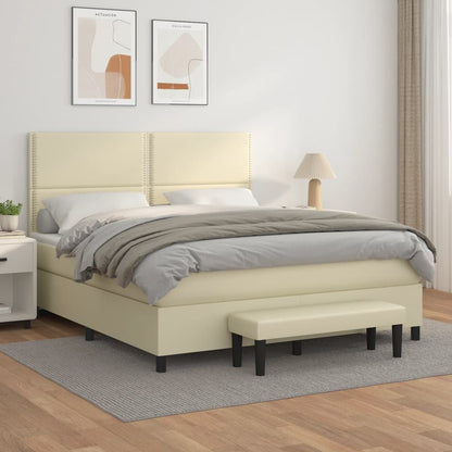 Boxspringbett Mit Matratze Kunstleder Creme