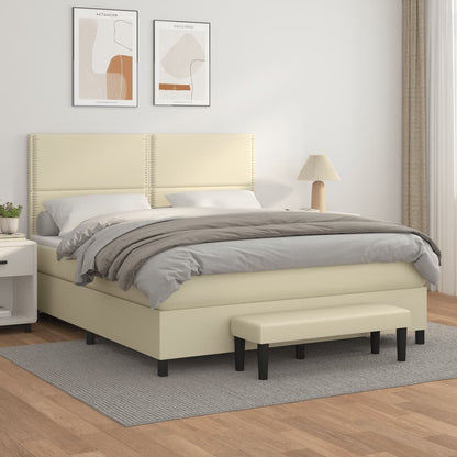 Boxspringbett Mit Matratze Kunstleder Creme