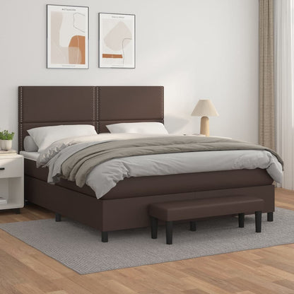 Boxspringbett Mit Matratze Kunstleder Braun