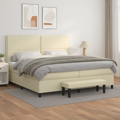 Boxspringbett Mit Matratze Kunstleder Creme