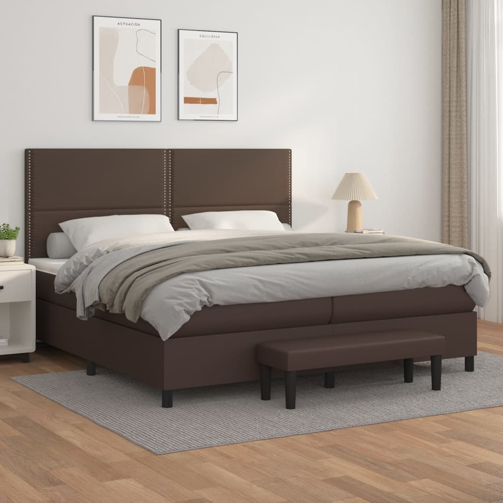 Boxspringbett Mit Matratze Kunstleder Braun