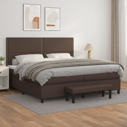 Boxspringbett Mit Matratze Kunstleder Braun