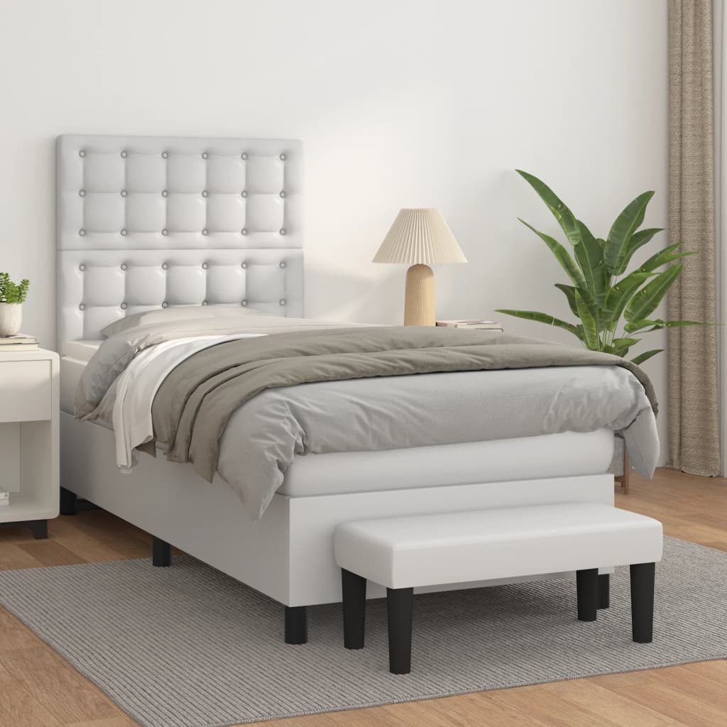 Boxspringbett Mit Matratze Kunstleder Weiß