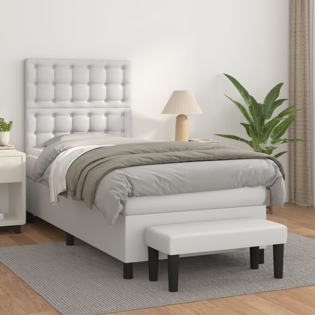 Boxspringbett Mit Matratze Kunstleder Weiß