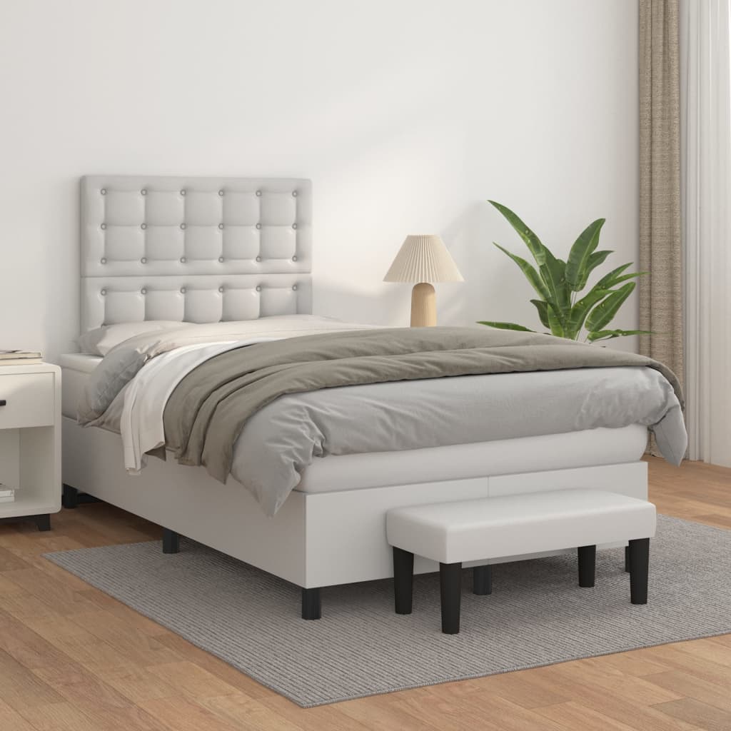 Boxspringbett Mit Matratze Kunstleder Weiß