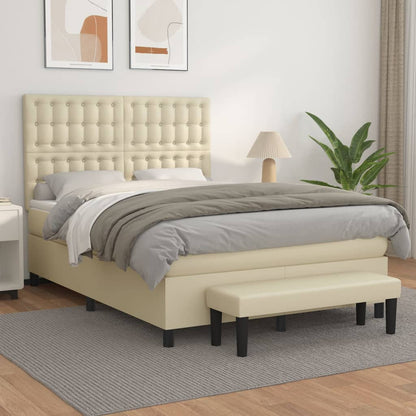 Boxspringbett Mit Matratze Kunstleder Creme