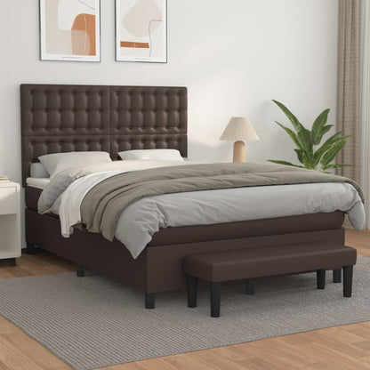 Boxspringbett Mit Matratze Kunstleder Braun