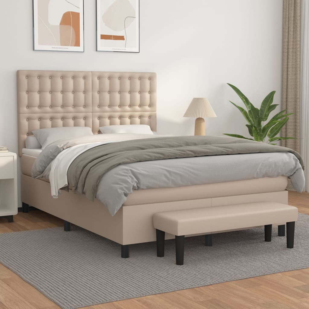 Boxspringbett Matratze -Braun 140X200Cm Kunstleder Cappuccino