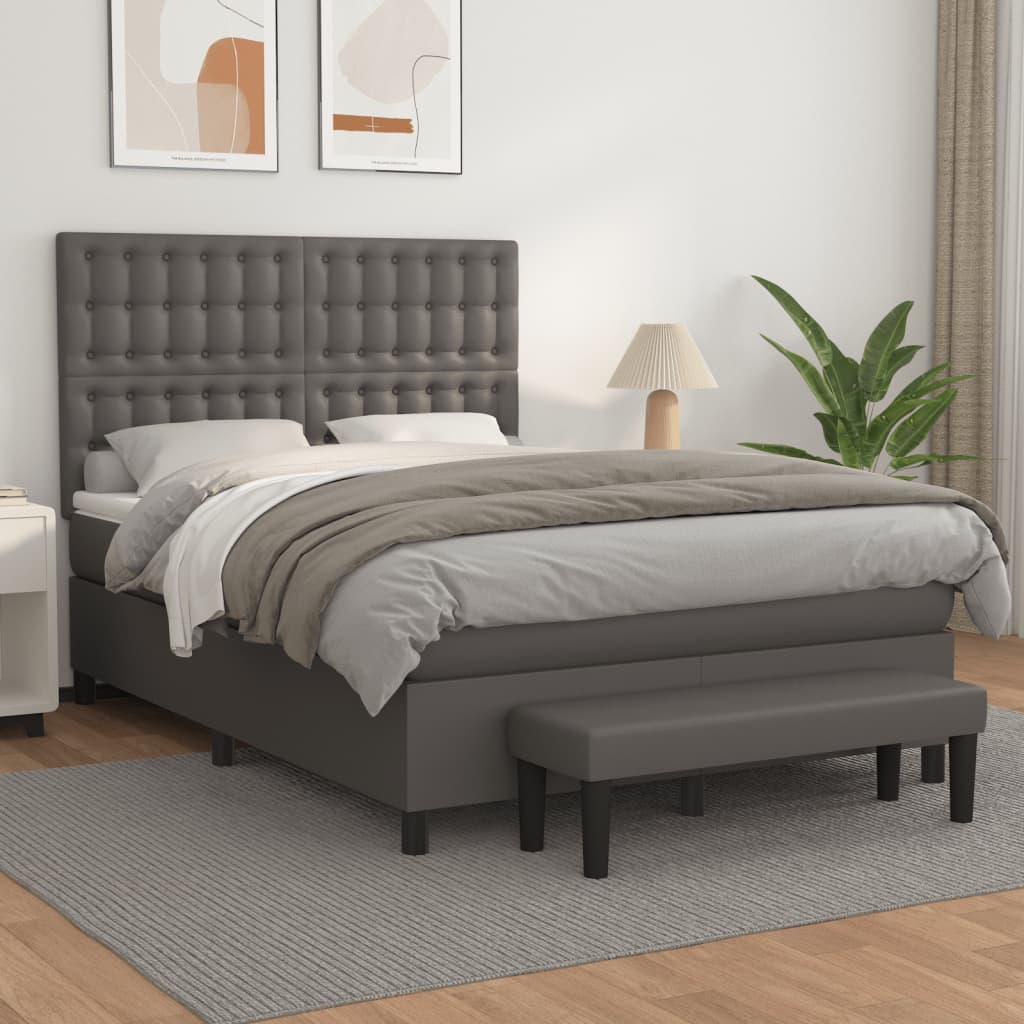 Boxspringbett Mit Matratze Kunstleder Grau