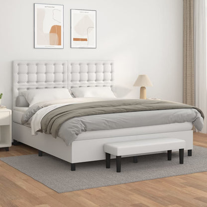 Boxspringbett Mit Matratze Kunstleder Weiß