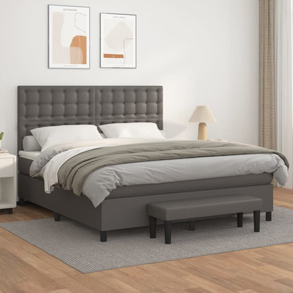 Boxspringbett Mit Matratze Kunstleder Grau