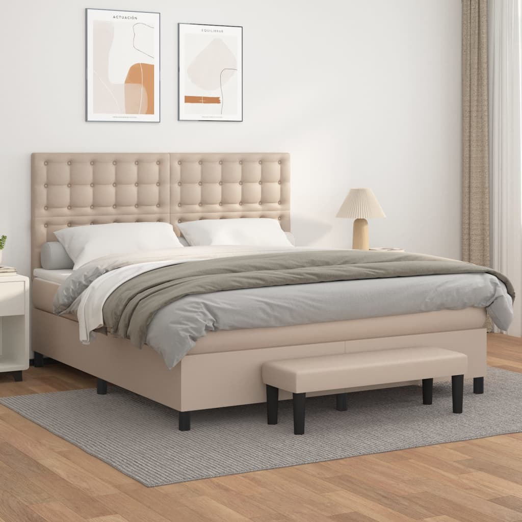 Boxspringbett Matratze -Braun 140X200Cm Kunstleder Cappuccino