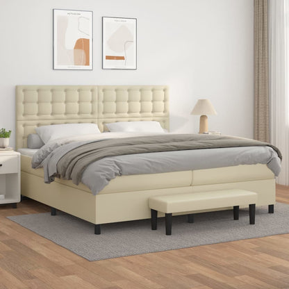 Boxspringbett Mit Matratze Kunstleder Creme