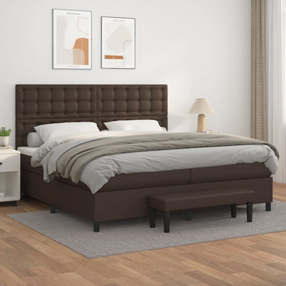 Boxspringbett Mit Matratze Kunstleder Braun