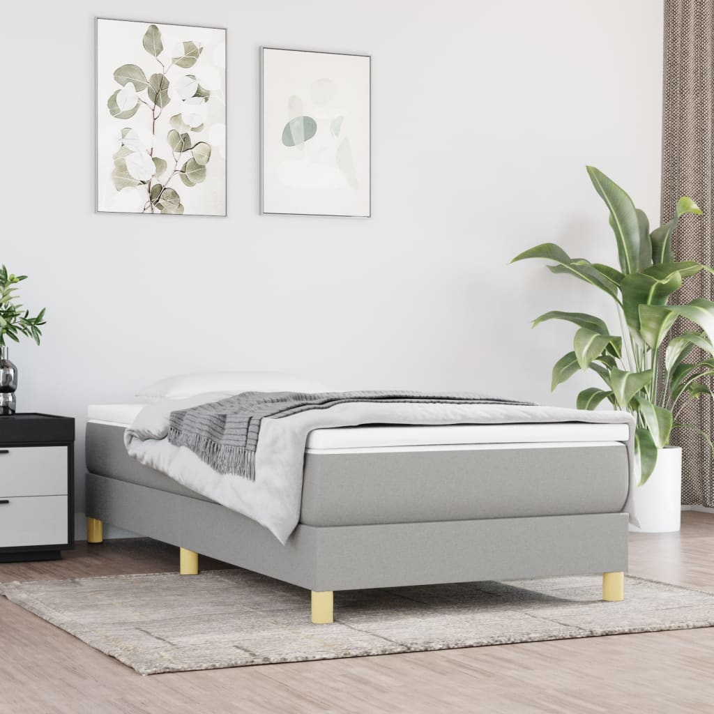 Boxspringbett Mit Matratze Stoff Hellgrau
