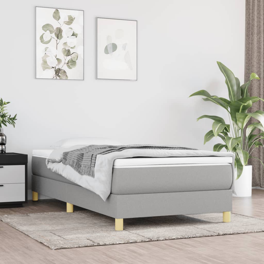 Boxspringbett Mit Matratze Stoff Hellgrau