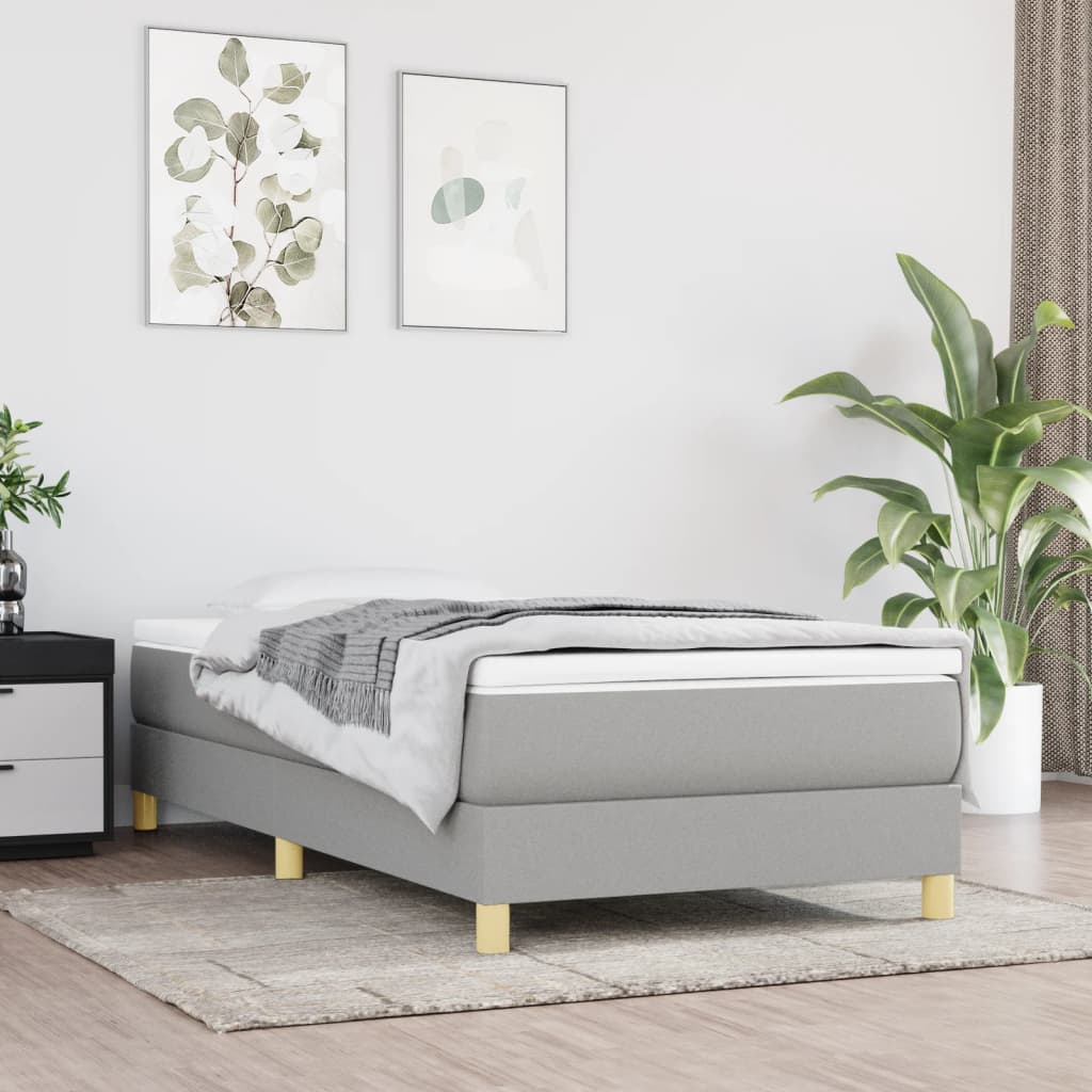 Boxspringbett Mit Matratze Stoff Hellgrau