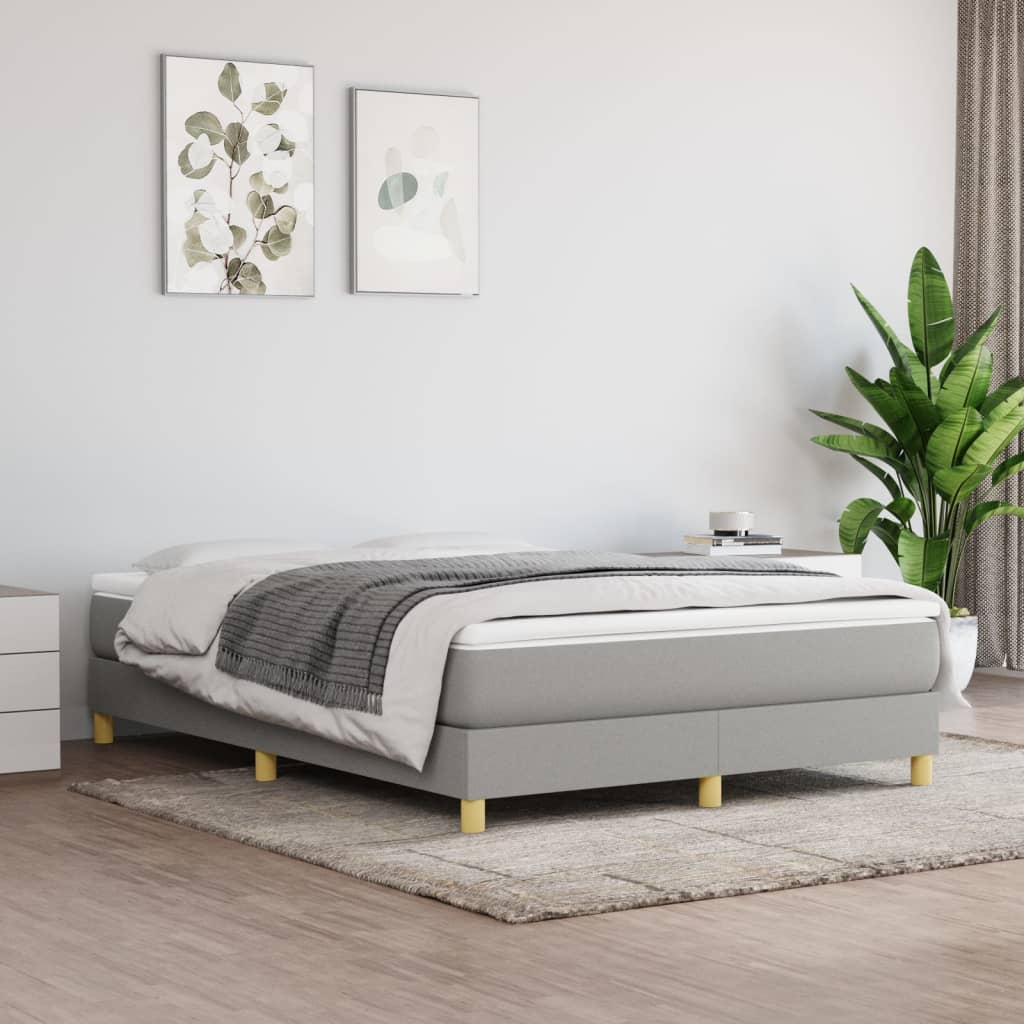 Boxspringbett Mit Matratze Stoff Hellgrau