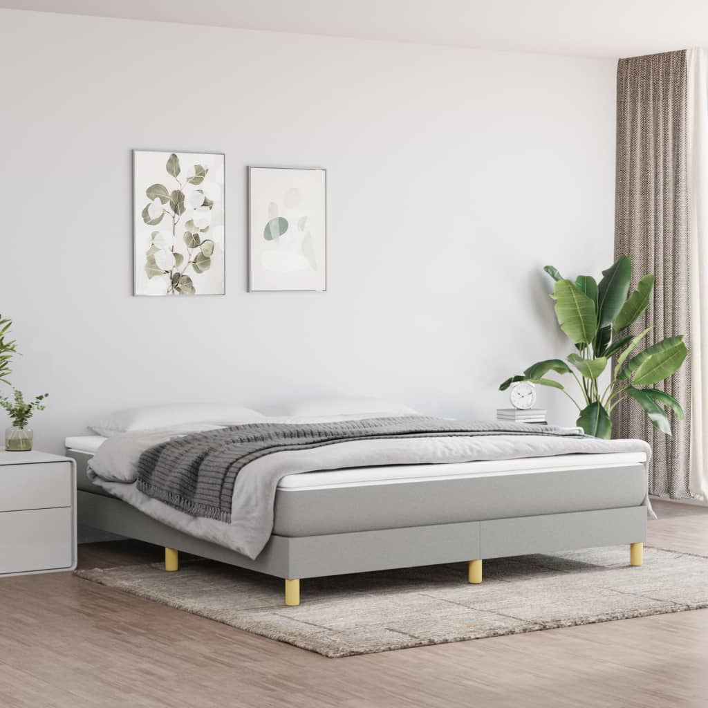 Boxspringbett Mit Matratze Stoff Hellgrau