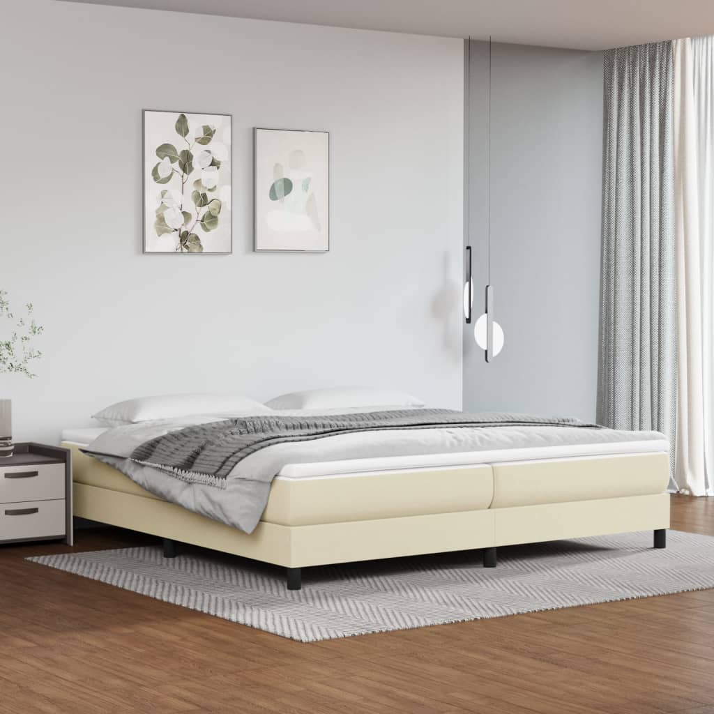 Boxspringbett Mit Matratze Kunstleder Creme