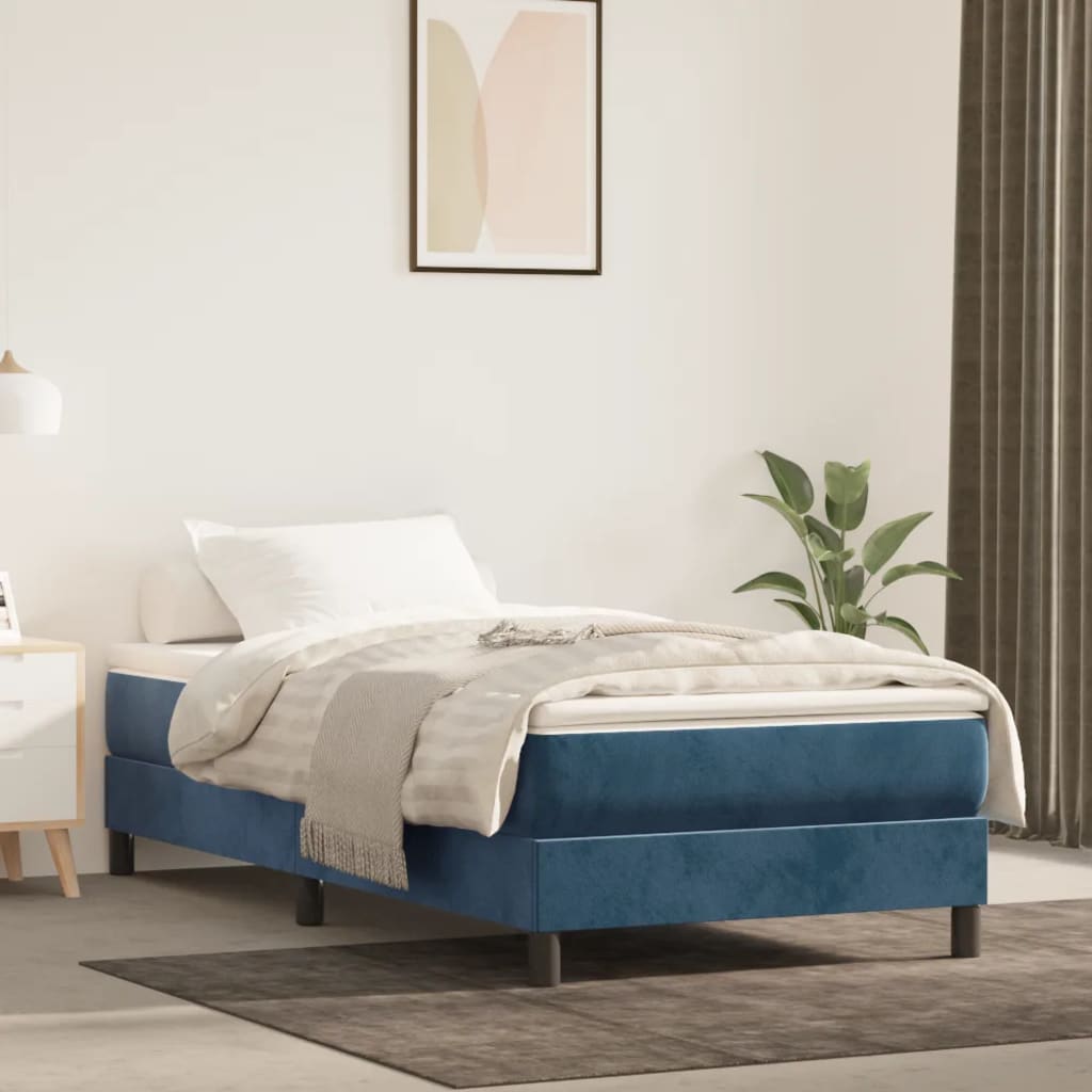 Boxspringbett Mit Matratze Samt Dunkelblau