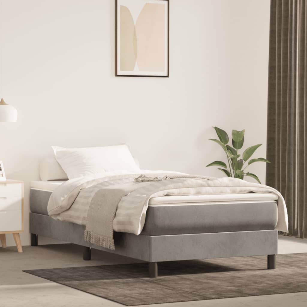 Boxspringbett Mit Matratze Samt Hellgrau