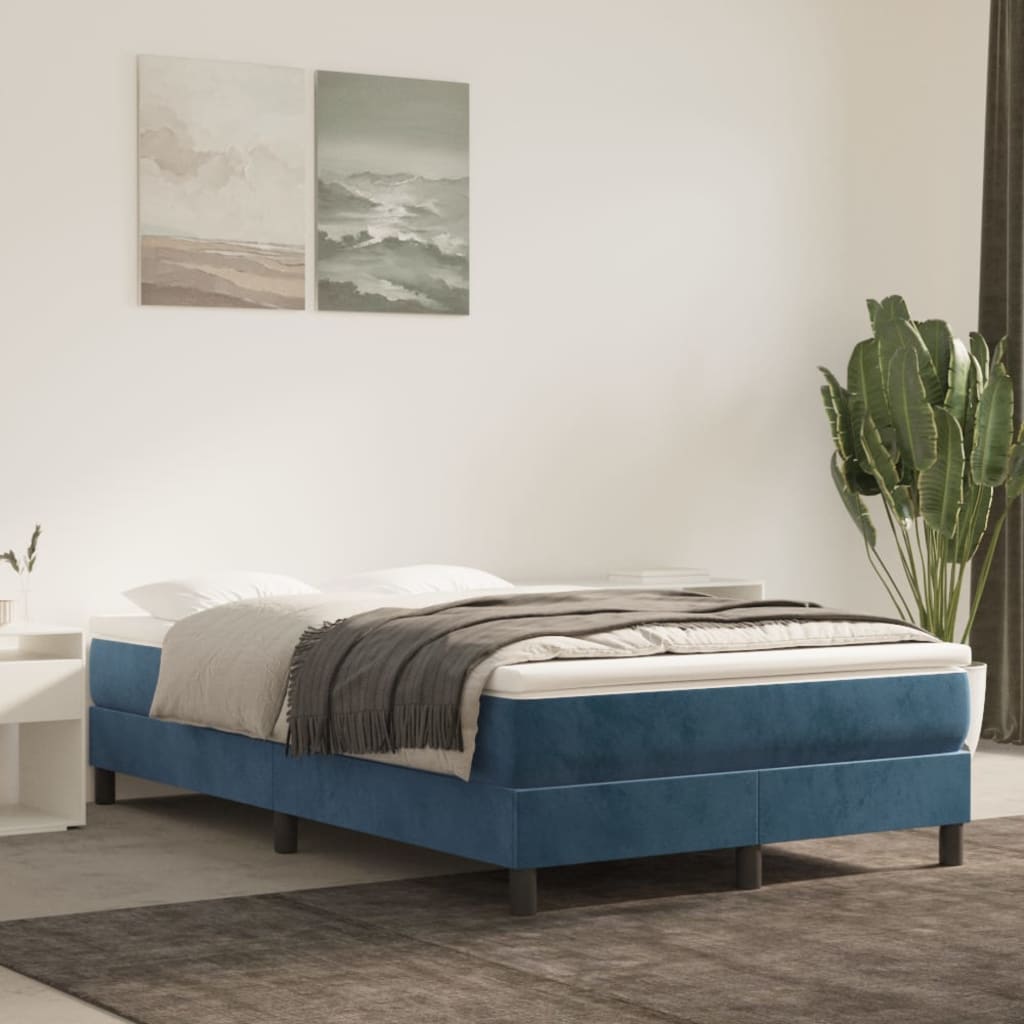 Boxspringbett Mit Matratze Samt Dunkelblau