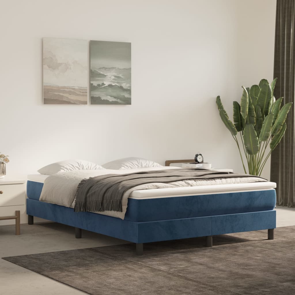 Boxspringbett Mit Matratze Samt Dunkelblau