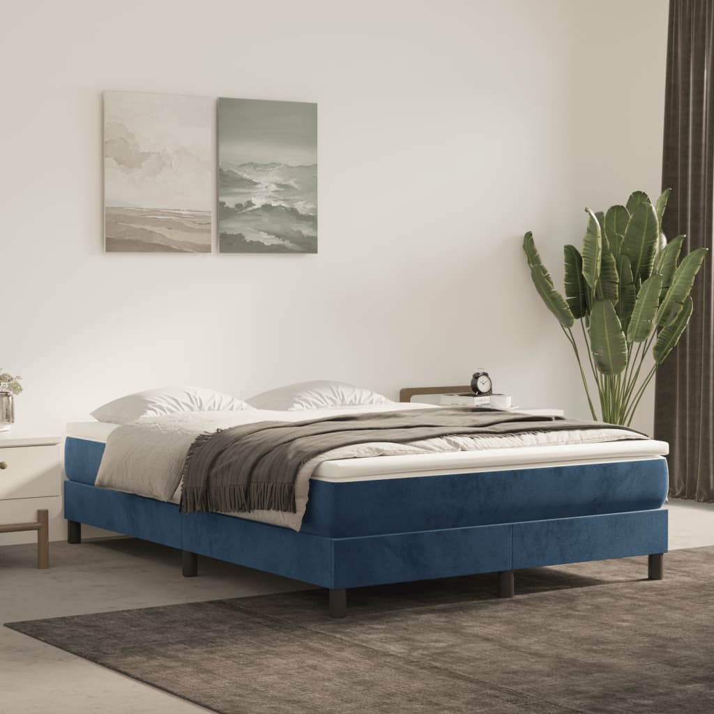 Boxspringbett Mit Matratze Samt Dunkelblau