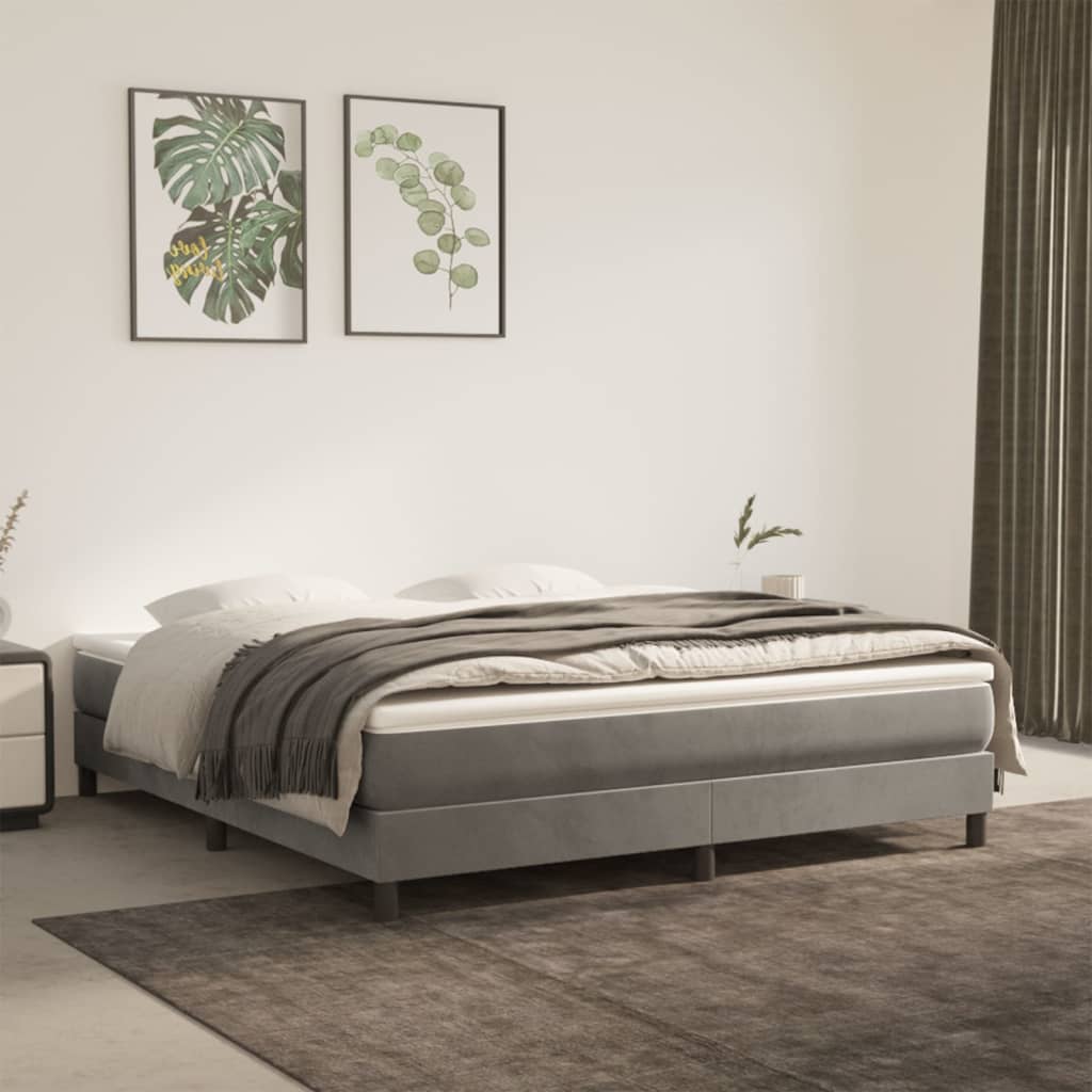 Boxspringbett Mit Matratze Samt Hellgrau