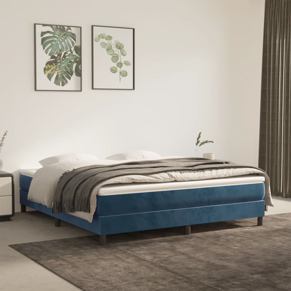 Boxspringbett Mit Matratze Samt Dunkelblau