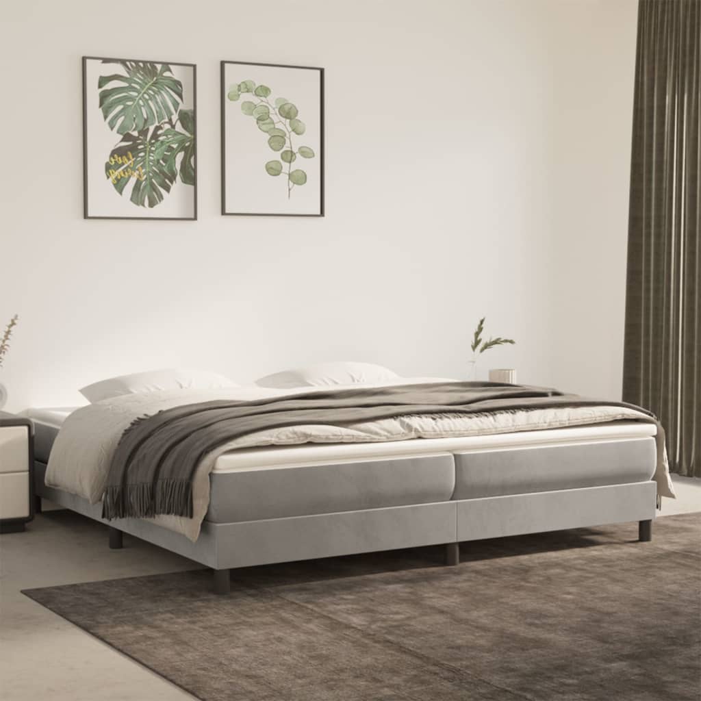 Boxspringbett Mit Matratze Samt Hellgrau