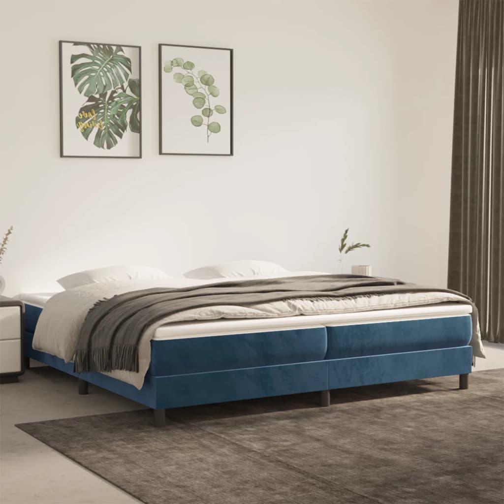 Boxspringbett Mit Matratze Samt Dunkelblau