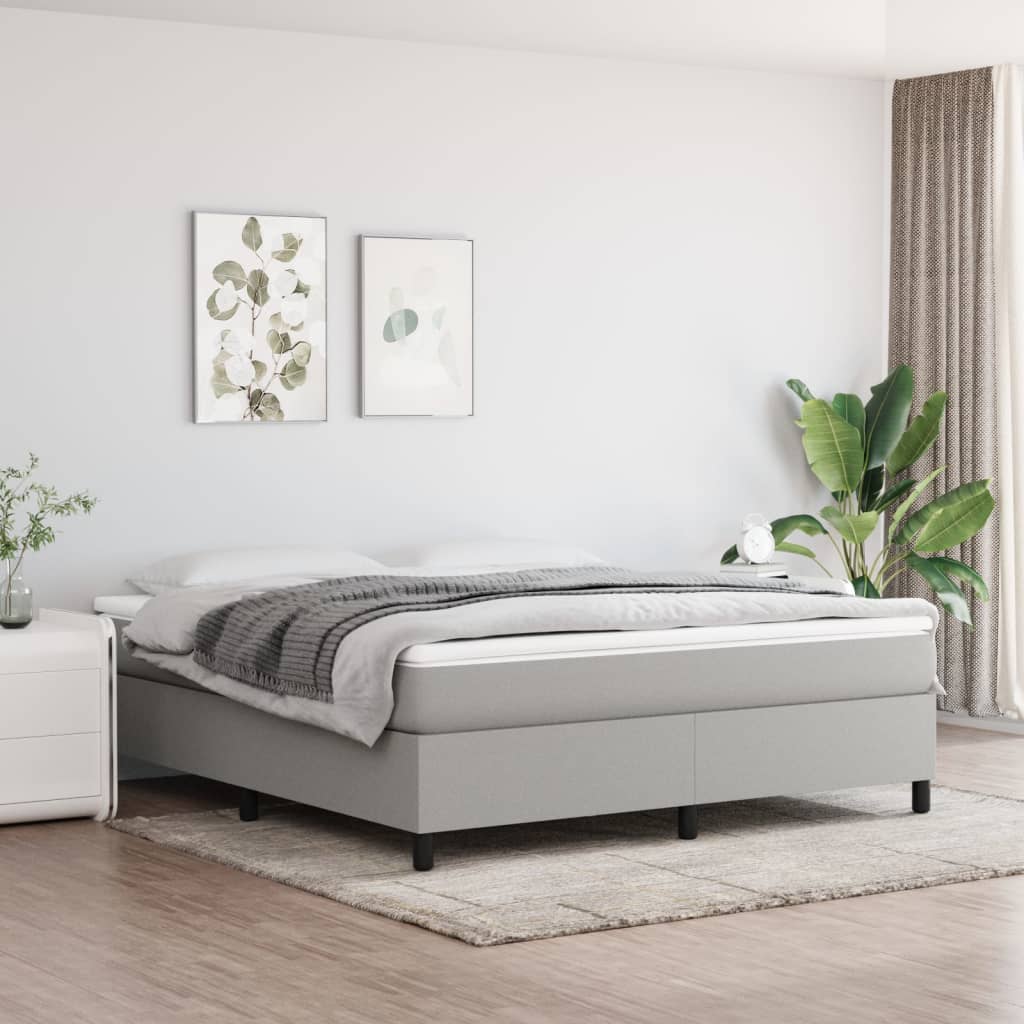 Boxspringbett Mit Matratze Stoff Hellgrau