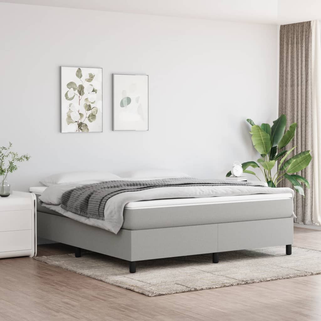 Boxspringbett Mit Matratze Stoff Hellgrau