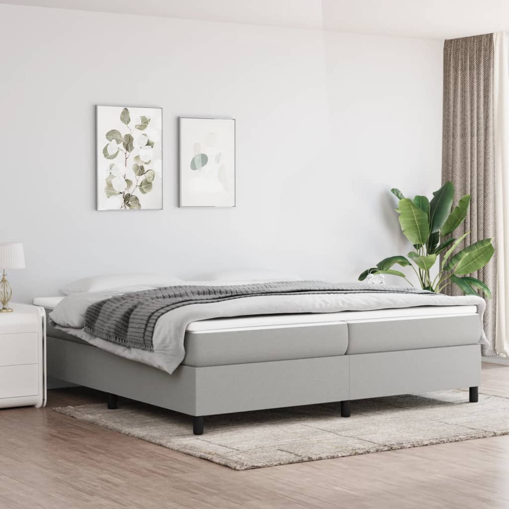 Boxspringbett Mit Matratze Stoff Hellgrau