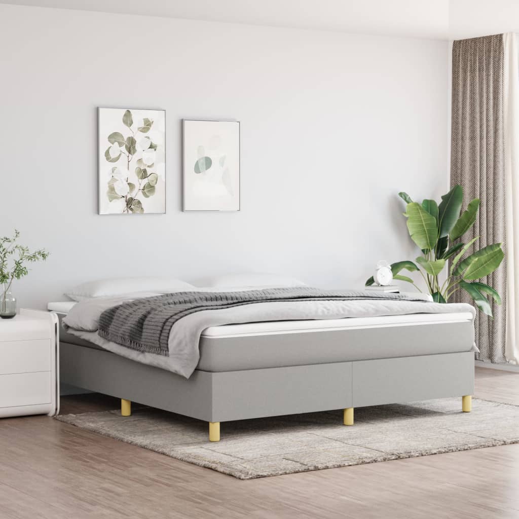 Boxspringbett Mit Matratze Stoff Hellgrau