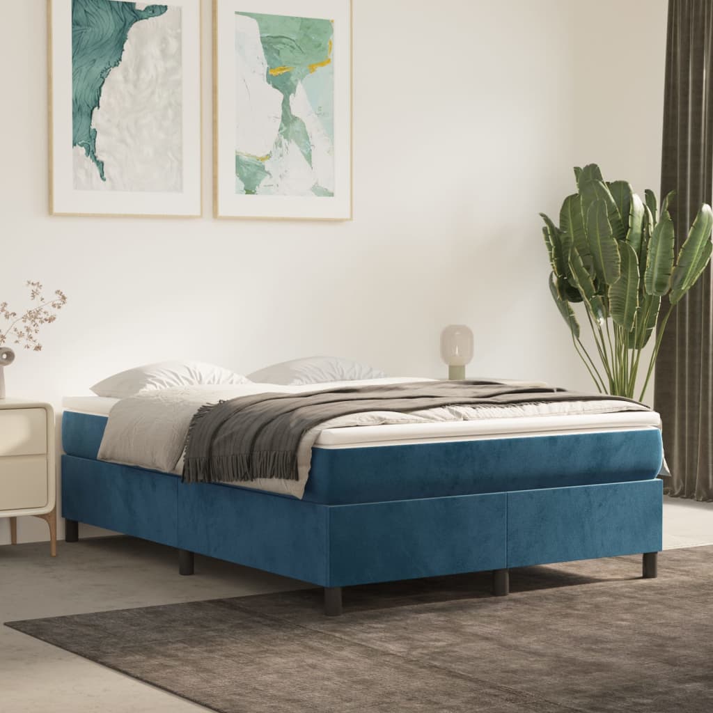 Boxspringbett Mit Matratze Samt Dunkelblau