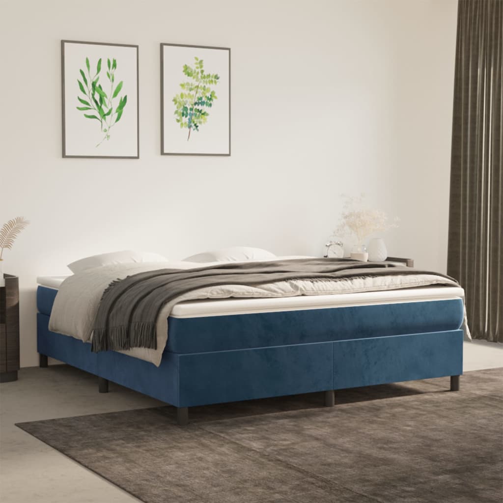 Boxspringbett Mit Matratze Samt Dunkelblau